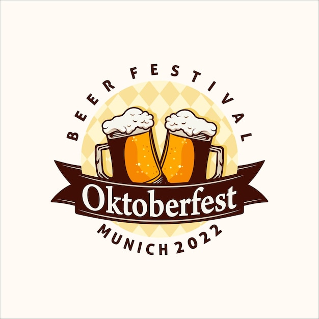 Vector diseño de la insignia de oktoberfest, día de la cerveza.