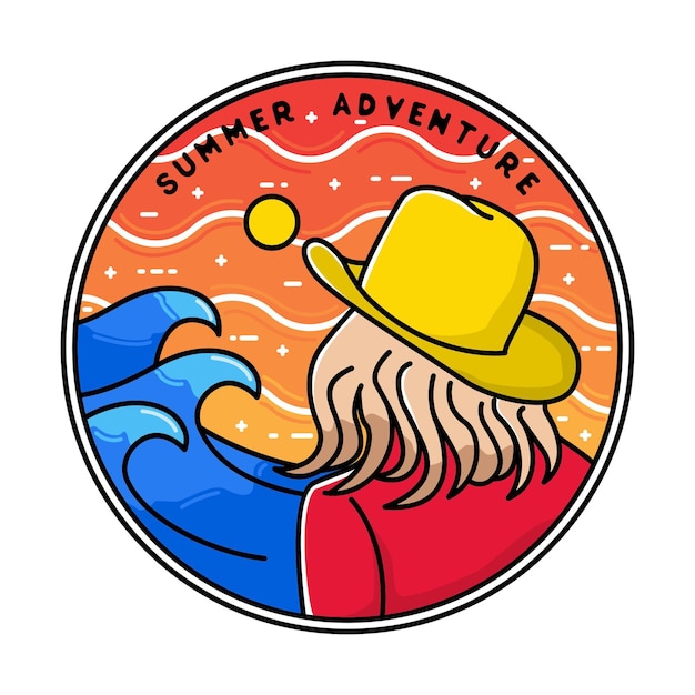 Diseño de insignia de Summer Adventure Monoline