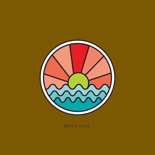 Diseño de insignia de tema de surf de ilustración vectorial. Para estampados de camisetas, afiches, pegatinas y otros usos