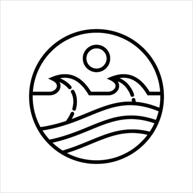 Diseño de insignia de tema de surf de ilustración vectorial. Para estampados de camisetas, carteles, pegatinas y otros usos.