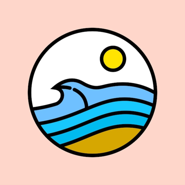 Diseño de insignia de tema de surf de ilustración vectorial. Para estampados de camisetas, carteles, pegatinas y otros usos.