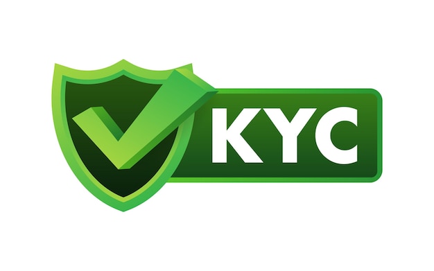 Vector diseño de insignia vectorial con kyc conozca a su cliente marca de verificación que simboliza cliente verificado y seguro
