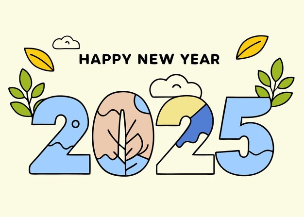 Diseño inspirado en la naturaleza para el feliz año nuevo 2025
