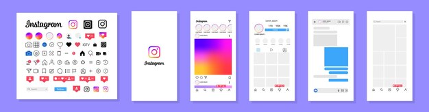 Vector diseño de instagram configure la pantalla de instagram plantilla de interfaz de redes sociales y redes sociales marco de fotos de instagram historias gustado flujo ilustración vectorial editorial