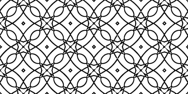 Diseño interconectado en blanco y negro de patrón sin costuras geométrico
