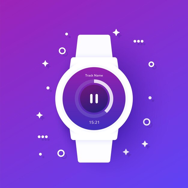 Diseño de la interfaz de la aplicación vectorial del reproductor de música para relojes inteligentes