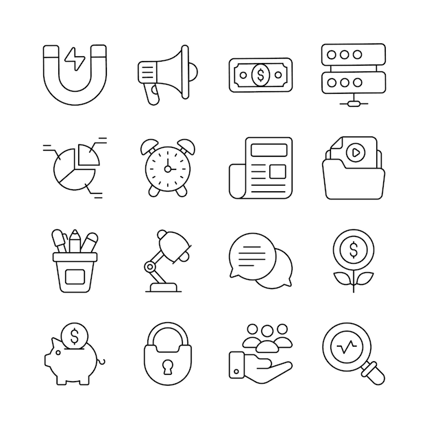 Diseño de la interfaz de las aplicaciones móviles Vector Icon relacionadas con negocios y finanzas