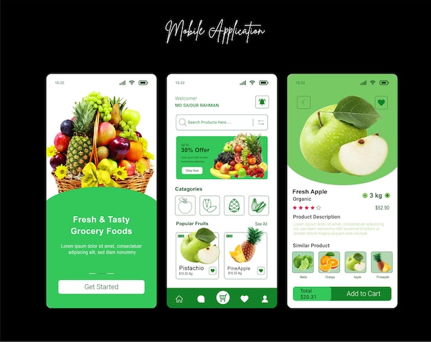 Diseño de interfaz de usuario orgánico Pantalla del servicio de entrega de alimentos Concepto de compras en línea figma