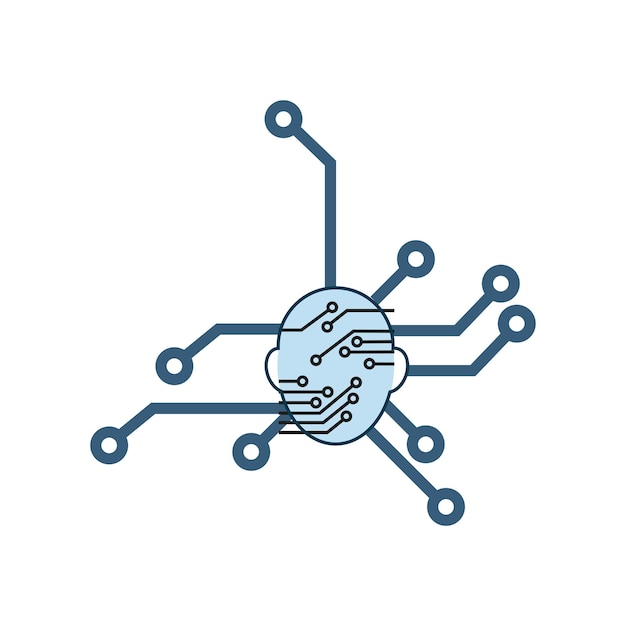 Diseño de interfaz de usuario de símbolo de icono AI sobre fondo blanco circuitos de tecnología moderna de icono de sistema de robot