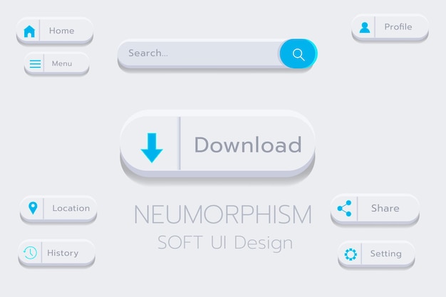 Diseño de interfaz de usuario suave de botón de neumorfismo