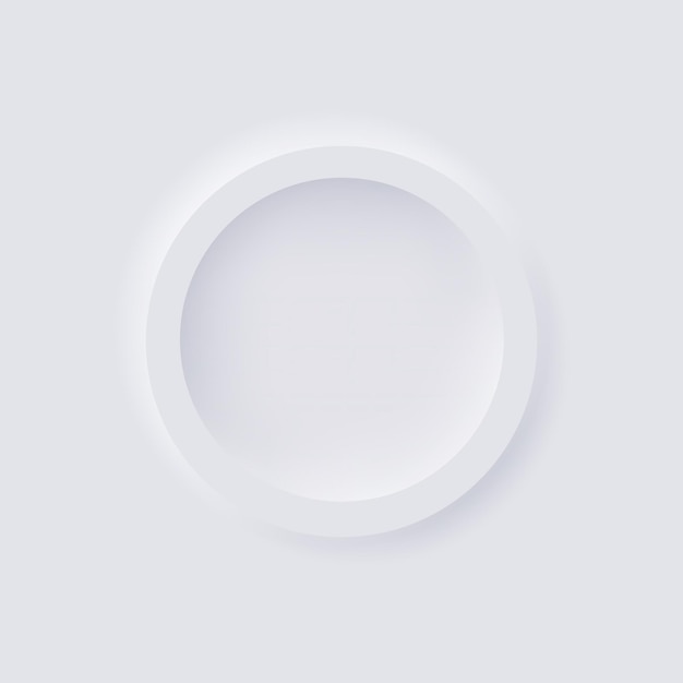 Diseño de interfaz de usuario suave de neumorfismo blanco para diseño web, interfaz de usuario de aplicación y más, botón en blanco, vector.