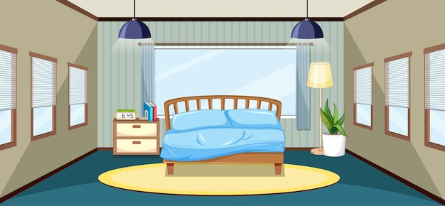 Diseño interior de dormitorio vacío con muebles