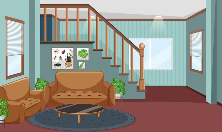 Vector diseño interior de la sala de estar con muebles