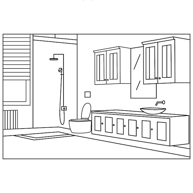 diseño de interiores para el arte de línea de hogar moderno