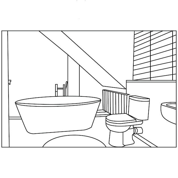 diseño de interiores para el arte de línea de hogar moderno