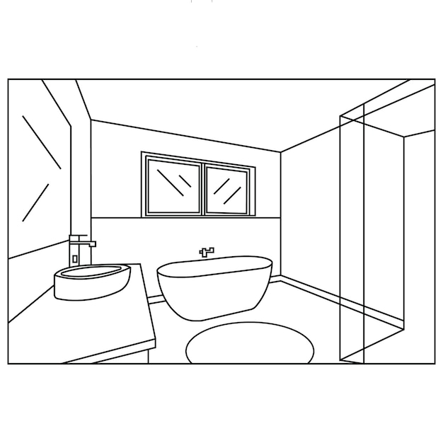 diseño de interiores para el arte de línea de hogar moderno