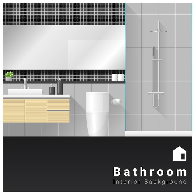 Vector diseño de interiores fondo de baño moderno