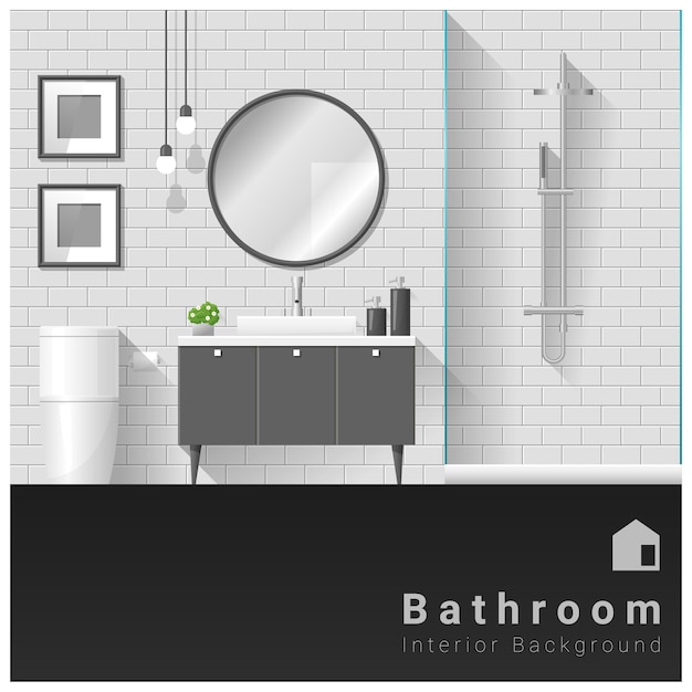 Vector diseño de interiores fondo de baño moderno