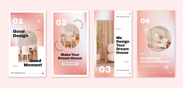 Diseño de interiores en gradiente historias de Instagram