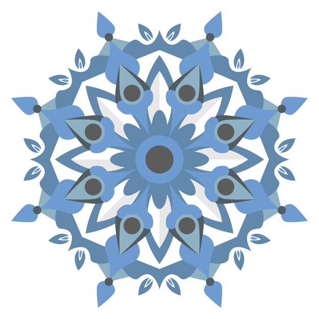 Diseño intrincado de mandala azul con elementos geométricos y florales