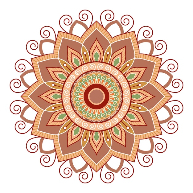 Diseño intrincado de mandala con tonos y remolinos terrenales