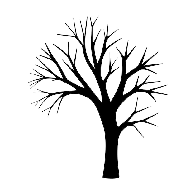 Diseño de invierno de árbol desnudo aislado en vector blanco