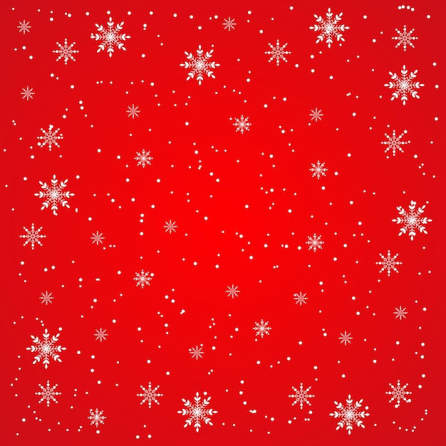 Diseño de invierno nevado de Navidad Copos de nieve blancos que caen sobre un paisaje abstracto de fondo rojo Efecto de clima frío Textura de decoración mágica