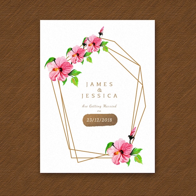 Diseño de invitación de boda floral acuarela