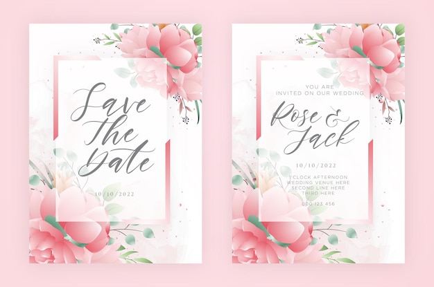 Diseño de invitación de boda floral acuarela