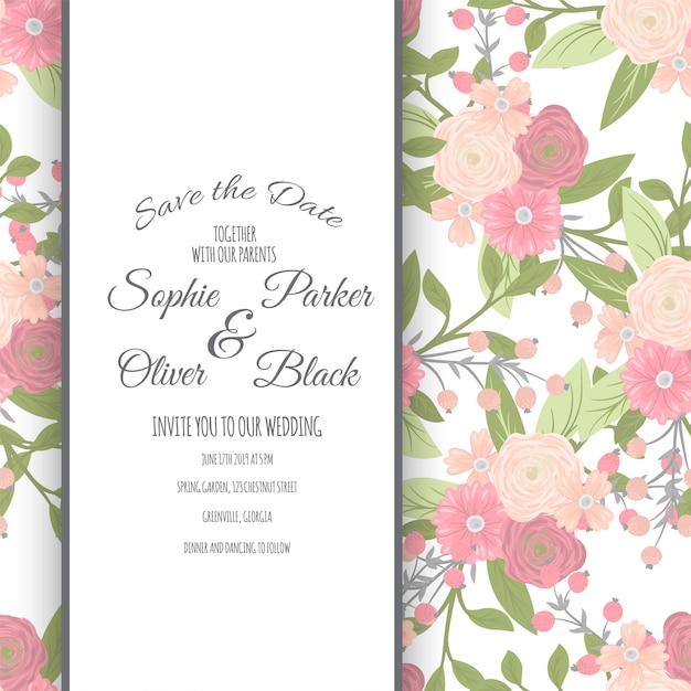 Diseño de invitación de boda floral