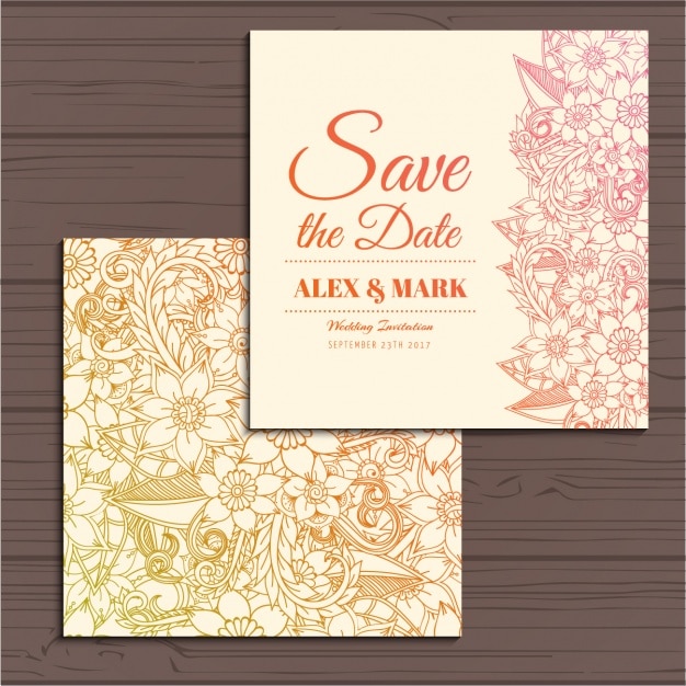 Diseño de invitación de boda floral