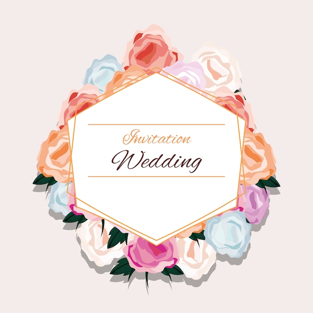 diseño de invitación de boda floral