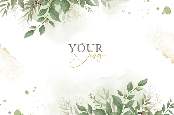 Vector diseño de invitación de boda verde con elegante floral y acuarela
