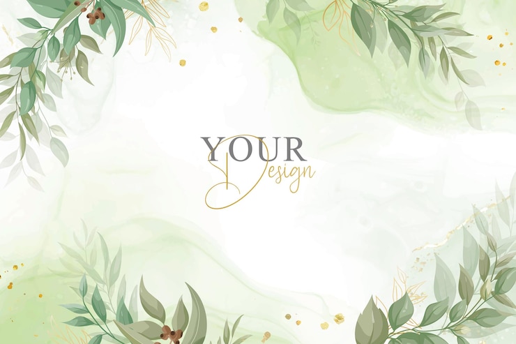 Vector diseño de invitación de boda verde con elegante floral y acuarela