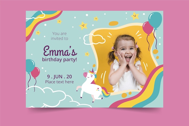 Vector diseño de invitación de cumpleaños para niños