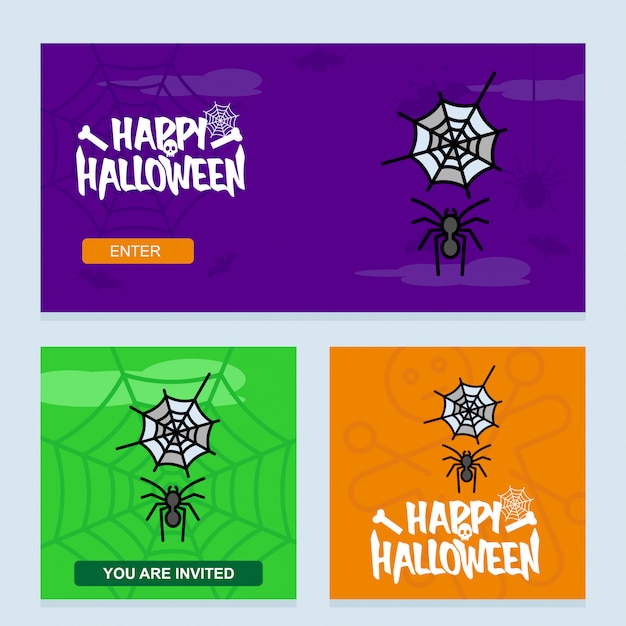 Diseño de invitación feliz halloween con vector de araña