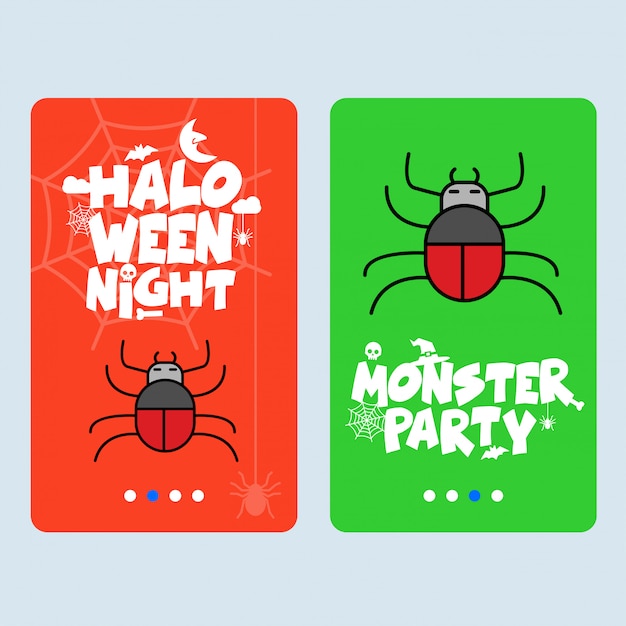 Diseño de invitación feliz halloween con vector de araña