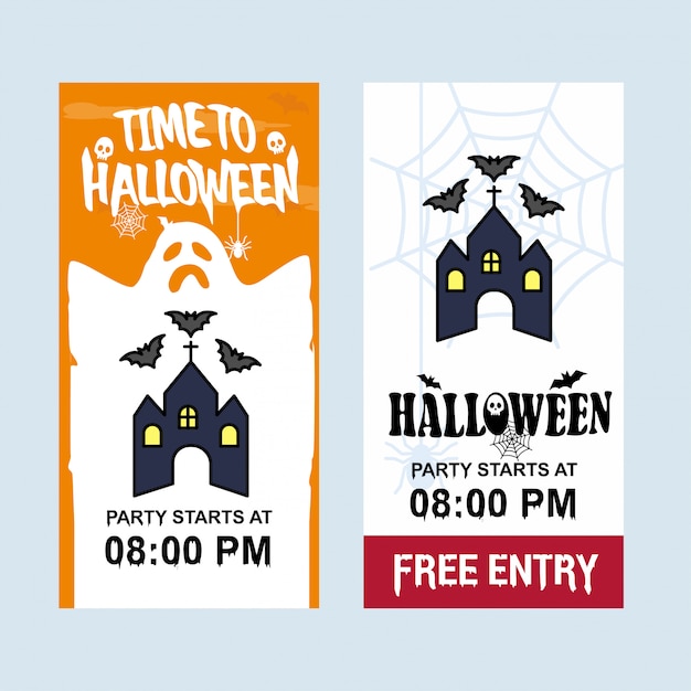 Diseño de invitación feliz Halloween con vector de casa cazada