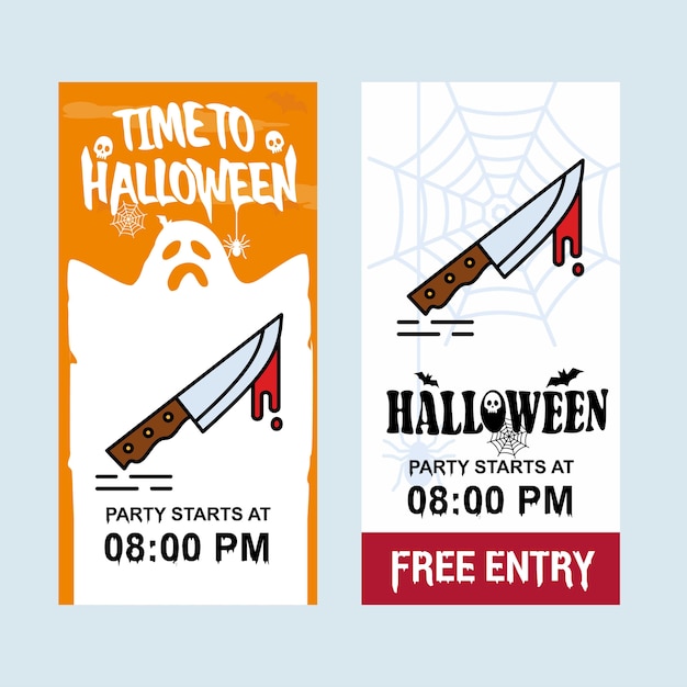 Diseño de invitación feliz halloween con vector de cuchillo