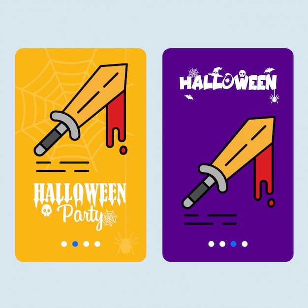 Diseño de invitación feliz halloween con vector de cuchillo