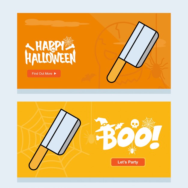 Diseño de invitación feliz halloween con vector de cuchillo