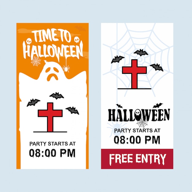 Diseño de invitación feliz halloween con vector grave