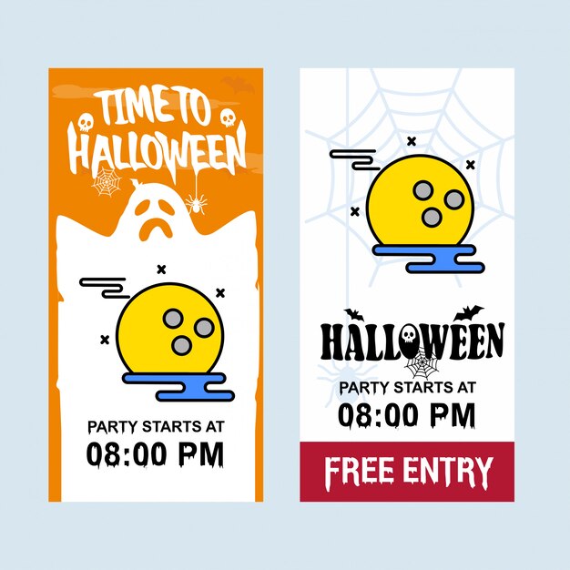 Diseño de invitación feliz Halloween con vector de luna