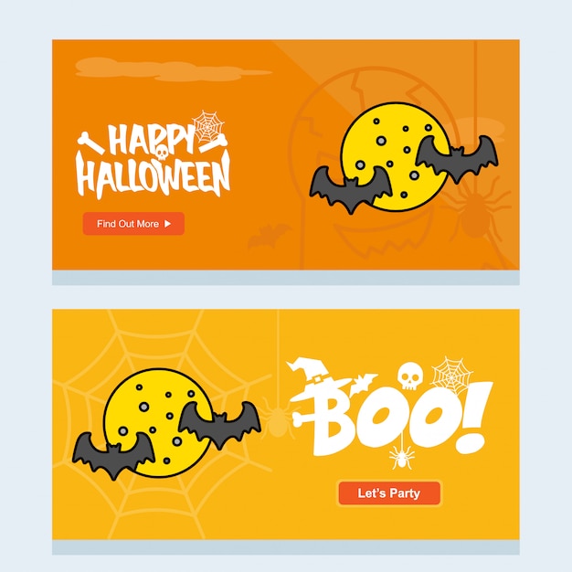 Diseño de invitación feliz Halloween con vector de luna