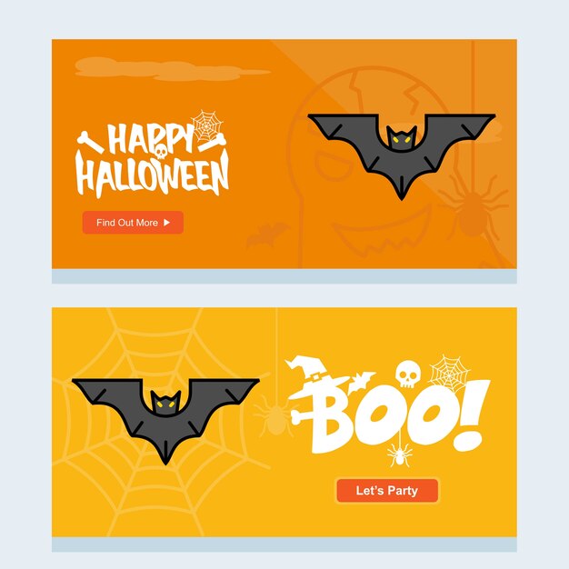 Diseño de invitación feliz Halloween con vector de murciélagos