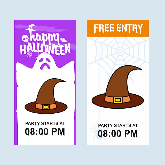 Diseño de invitación de Feliz Halloween con vector de sombrero