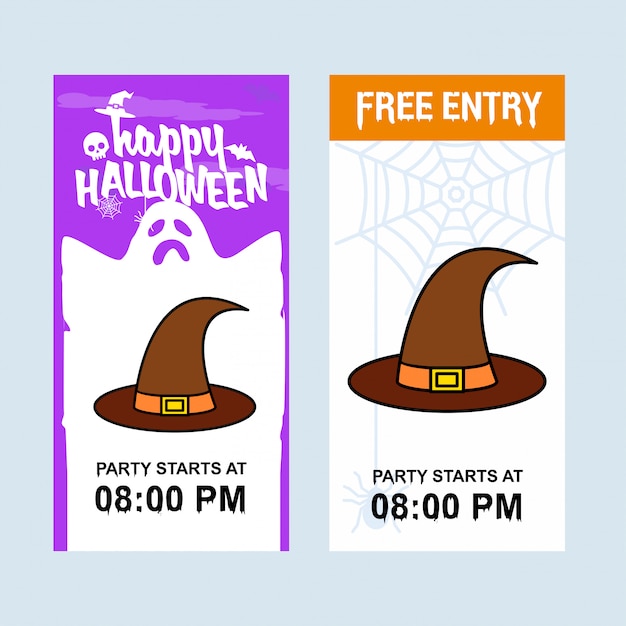 Diseño de invitación de feliz halloween con vector de sombrero