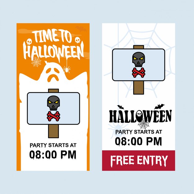 Diseño de invitación feliz Halloween con vector de tablero de peligro
