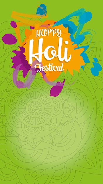 diseño de invitación del festival holi de color vertical