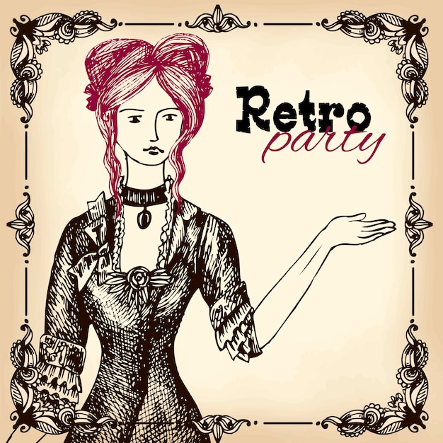 Diseño de invitación de fiesta retro